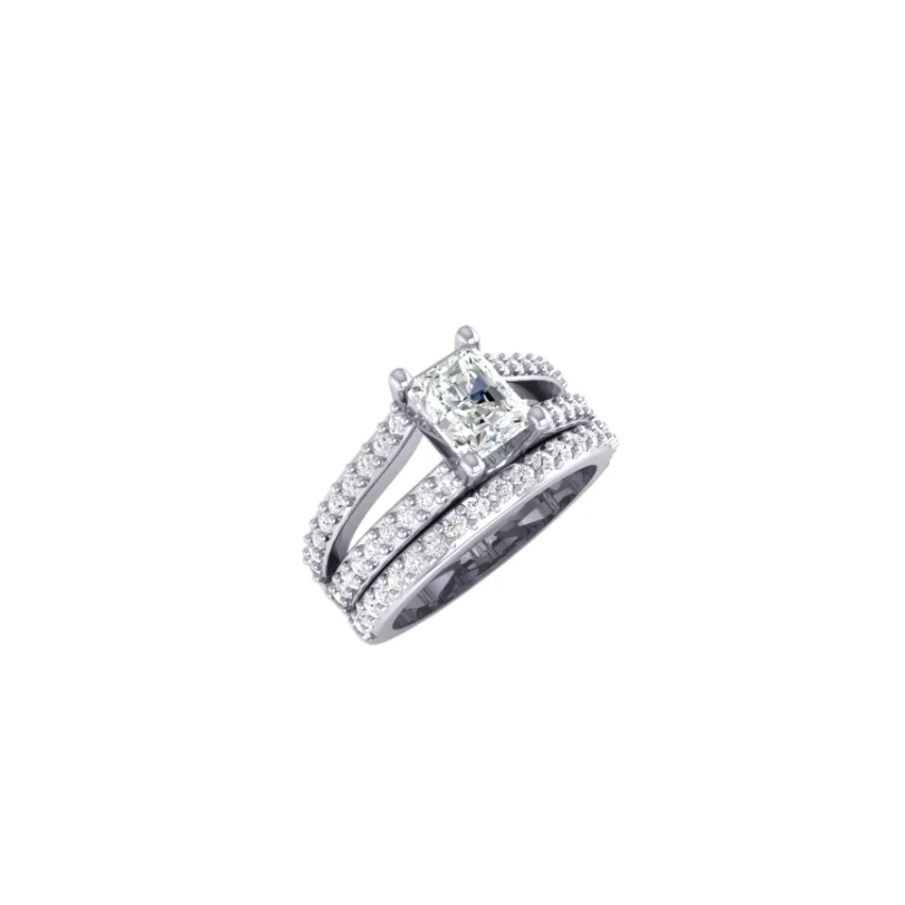 Radiant Cut Triple Pavé Shank